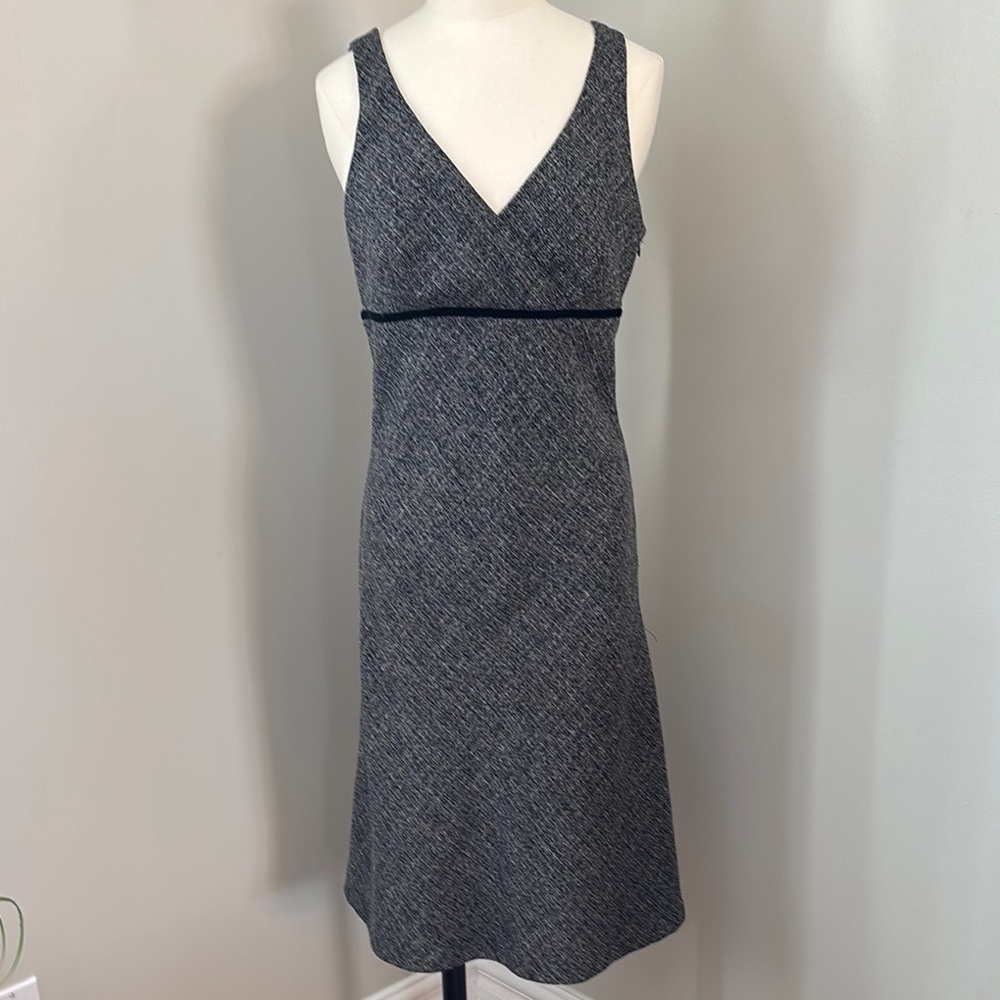 Necessary Objects Heathered Grey/Black V Neck Midi Dress Sz M